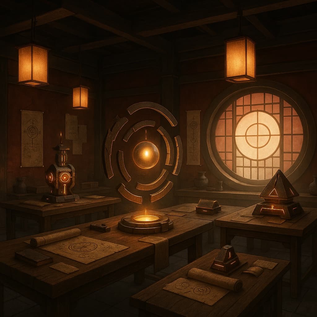 Mesa de trabajo con pergamino